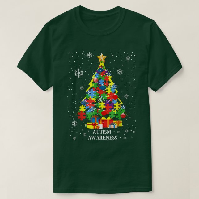 Camiseta Autism Awareness Christmas Tree Xmas Coste coincid (Diseño del anverso)