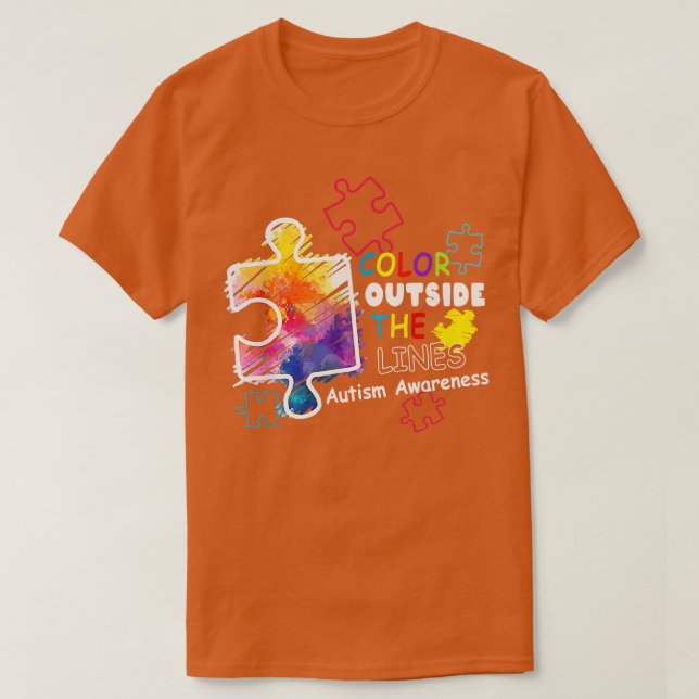 Camiseta Autism Awareness Color fuera de la línea (Diseño del anverso)
