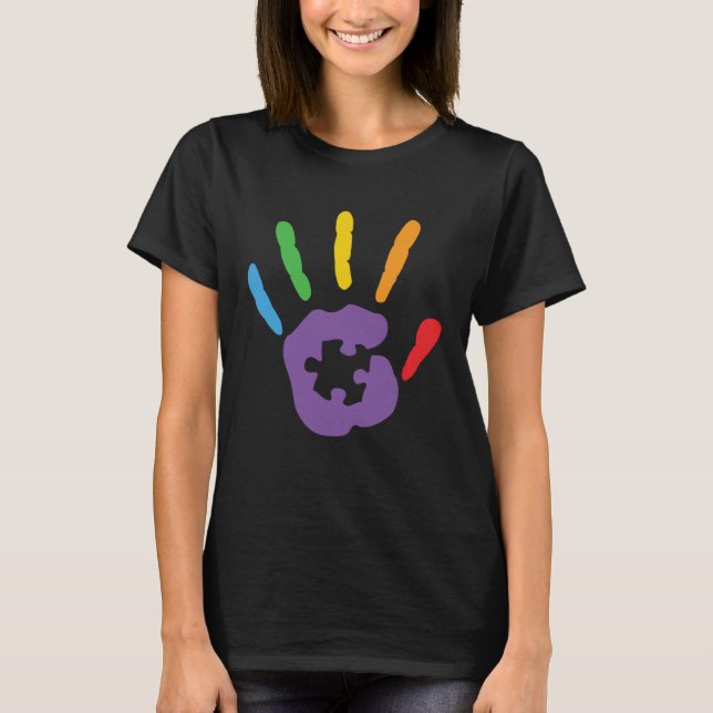 Camiseta Autism Awareness Colorful Hand Support Autism (Anverso)