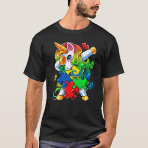 Camiseta Autism Awareness Dabbing Unicorn Puzzle Piece For