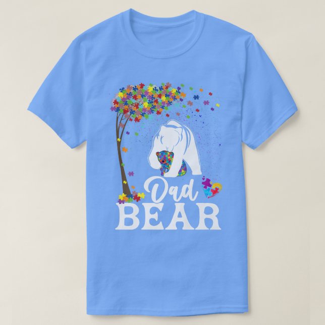 Camiseta Autism Awareness Dad Bear Support Autistic Premium (Diseño del anverso)