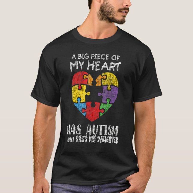 Camiseta Autism Awareness  Dad Mom Daughter Autistic Kids A (Anverso)