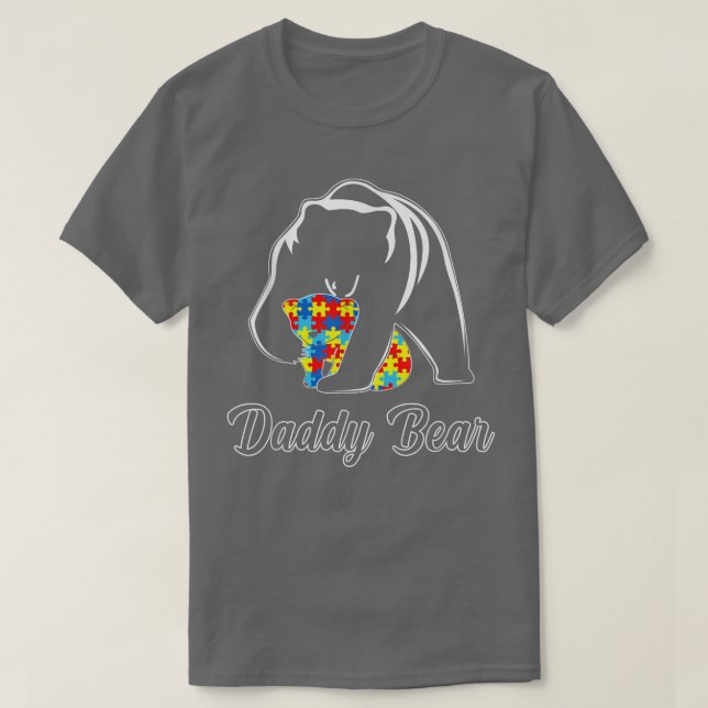 Camiseta Autism Awareness Daddy Bear Puzzle Support Autisti (Diseño del anverso)