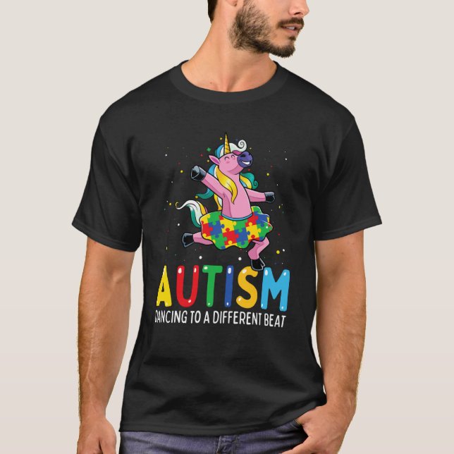 Camiseta Autism Awareness Dancing Unicorn Puzzle Piece Kids (Anverso)