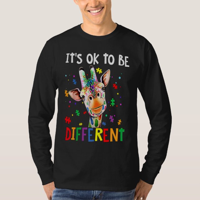 Camiseta Autism Awareness Day Giraffe It's Ok To Be Differe (Anverso)