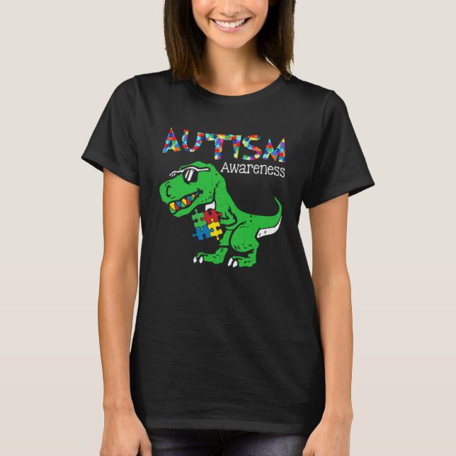 Camiseta Autism Awareness Dinosaur Its Ok To Be Different B (Anverso)