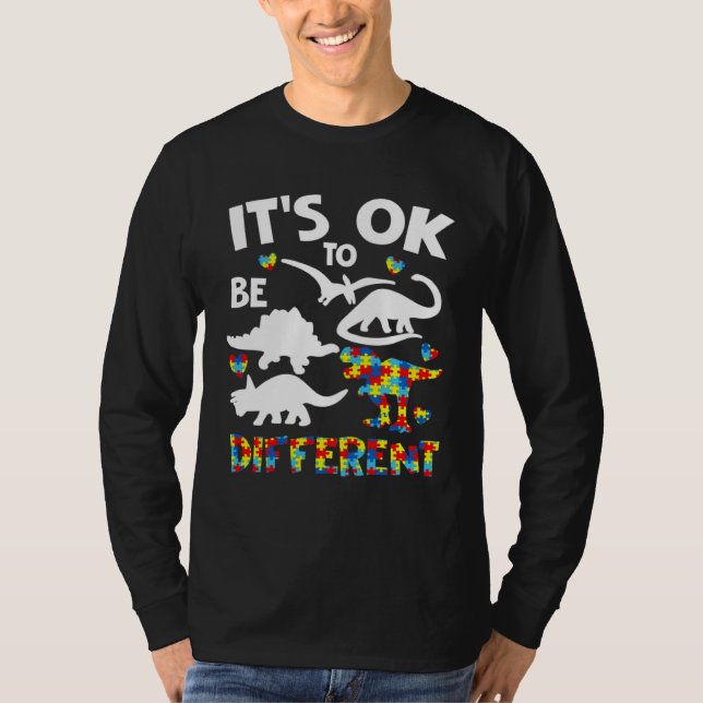 Camiseta Autism Awareness Dinosaur Kid Boys Its Ok To Be Di (Anverso)