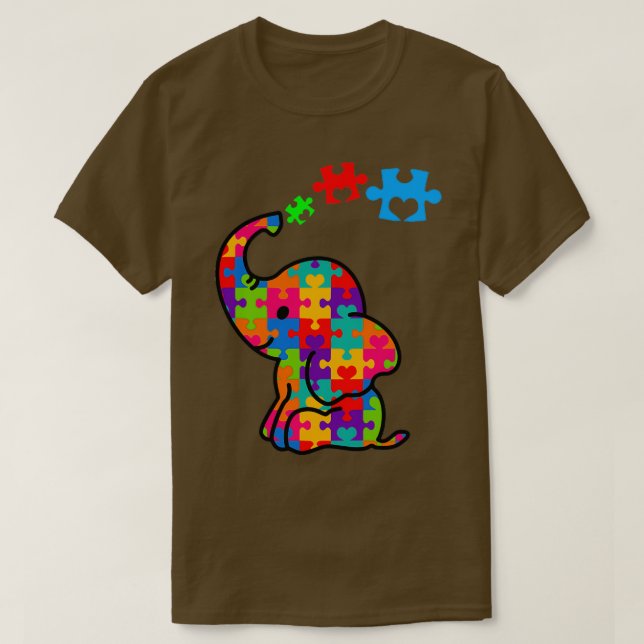 Camiseta Autism Awareness Elephant Gift Cute Elephant Puzze (Diseño del anverso)