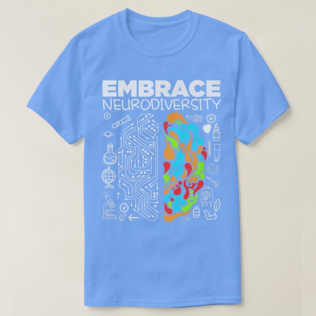 Camiseta Autism Awareness Embrace Neurodiversity Brain ADHD (Diseño del anverso)