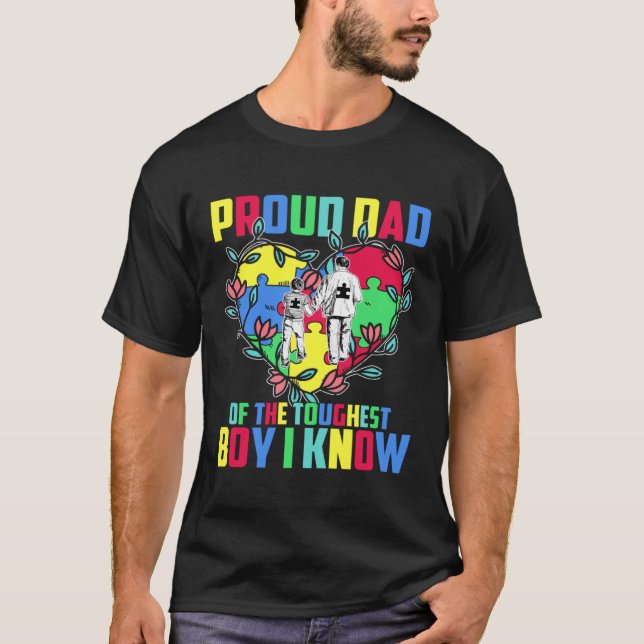 Camiseta Autism Awareness Family Proud Dad Of The Toughest  (Anverso)