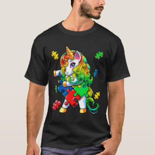 Camiseta Autism Awareness Flosing Unicorn Puzzle Piece