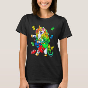 Camiseta Autism Awareness Flossing Unicorn Puzzle Piece