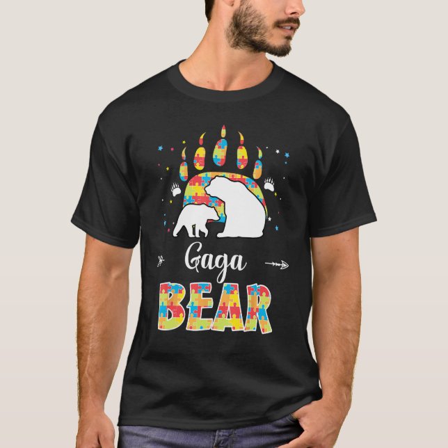 Camiseta Autism Awareness Gaga Bear Support Autistic Colorf (Anverso)