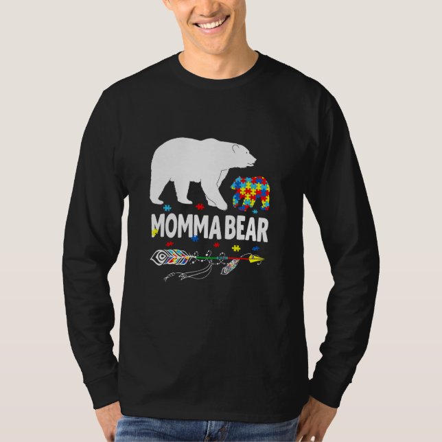 Camiseta Autism Awareness Gift Momma Bear Support Autistic  (Anverso)
