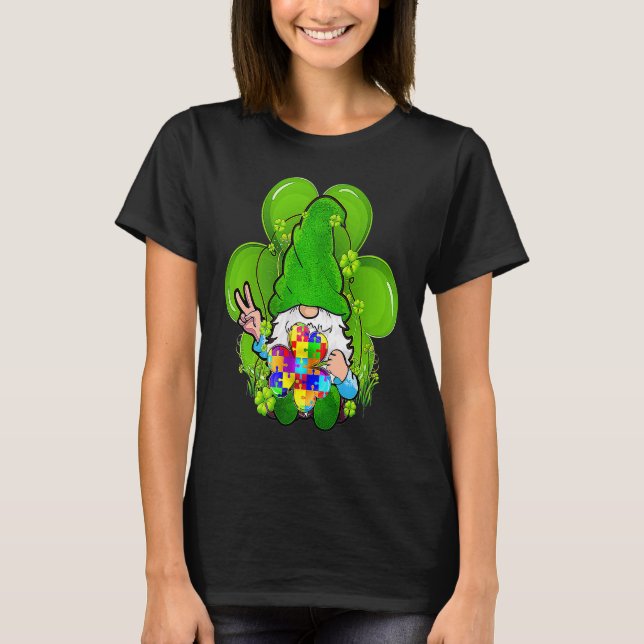 Camiseta Autism Awareness Gnomes Shamrock St Patricks Day K (Anverso)