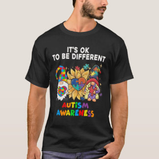 Camiseta Autism Awareness Gnomes Sunflower Its Ok To Be Dif