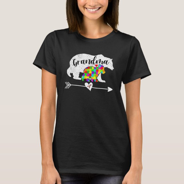 Camiseta Autism Awareness Grandma Bear Support Autistic Adu (Anverso)