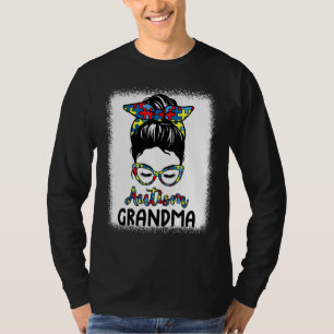 Camiseta Autism Awareness Grandma Messy Bun Bleached Mother