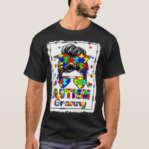 Camiseta Autism Awareness Granny Life Messy Bun Bleached Mo