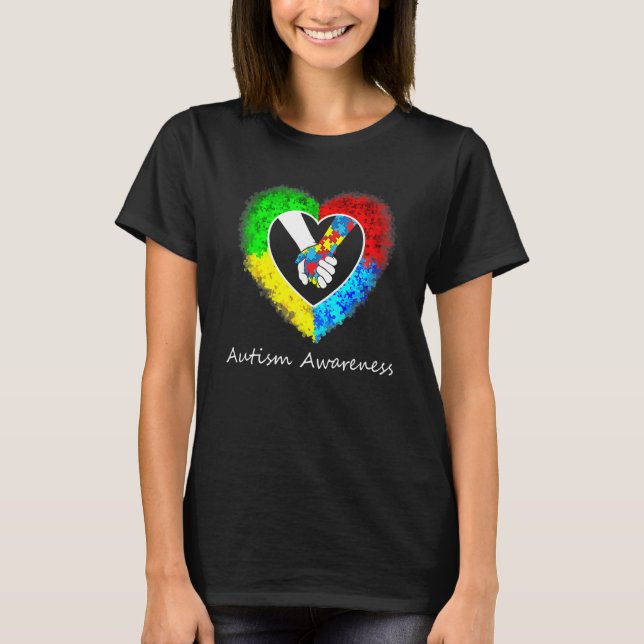 Camiseta Autism Awareness Hands In Heart Puzzle Pieces_1 (Anverso)
