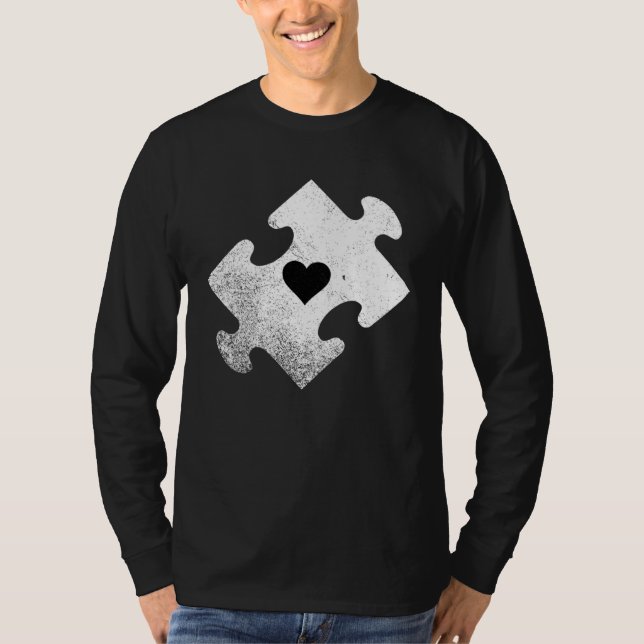 Camiseta Autism Awareness Heart Jigsaw Puzzle (Anverso)