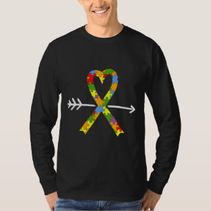Camiseta Autism Awareness Heart Puzzle Ribbon Arrow