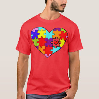 Camiseta Autism Awareness Heart Puzzles Cute