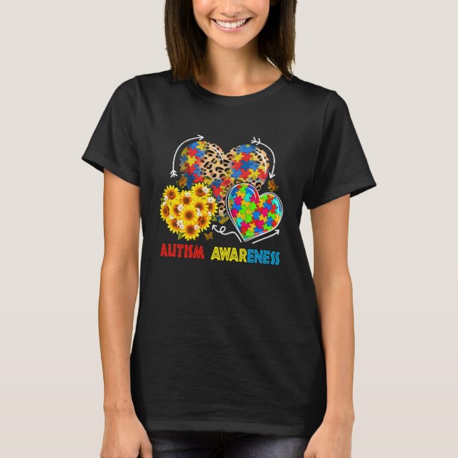 Camiseta Autism Awareness Hearts Leopard Autism Life Womens (Anverso)