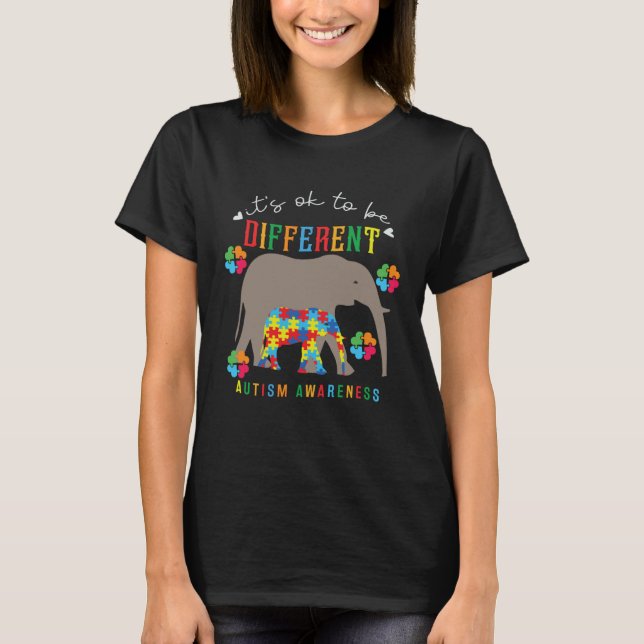 Camiseta Autism Awareness It s Ok To Be Different Elephants (Anverso)