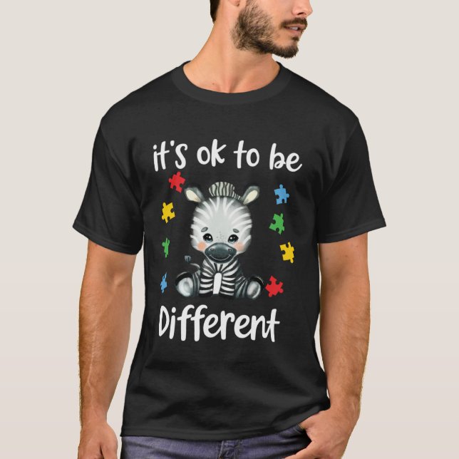Camiseta Autism Awareness It s OK to be different Zebra (Anverso)