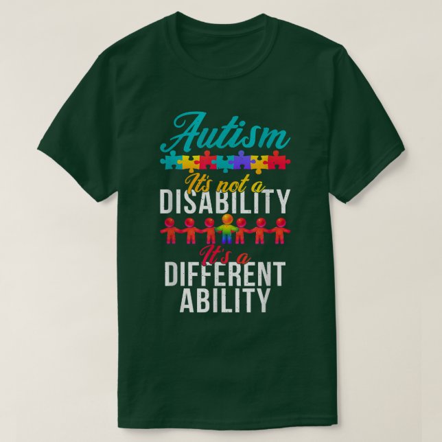 Camiseta Autism Awareness It's a Different Ability Skeleton (Diseño del anverso)