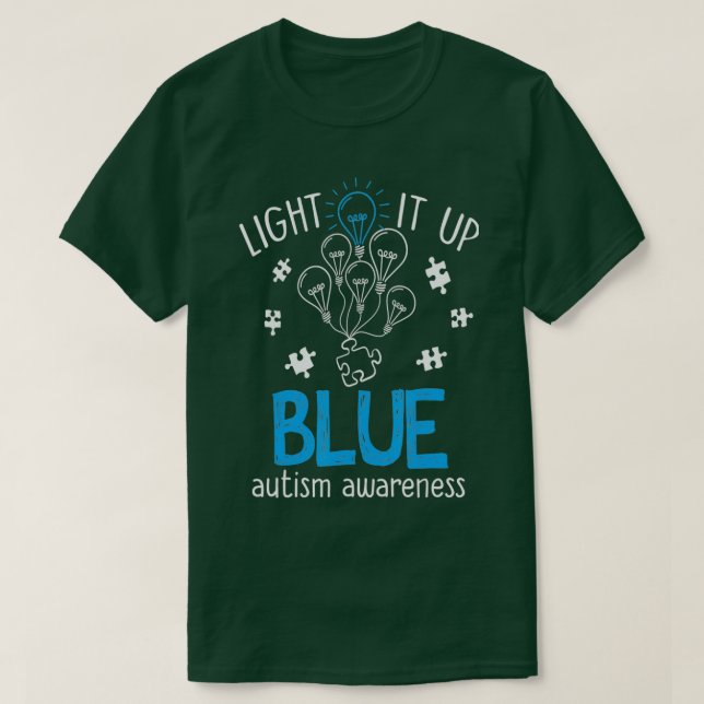 Camiseta Autism Awareness Light It Up Blue (Diseño del anverso)