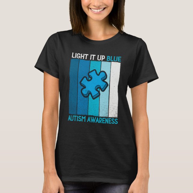 Camiseta Autism Awareness  Light It Up Blue Autism Awarenes (Anverso)