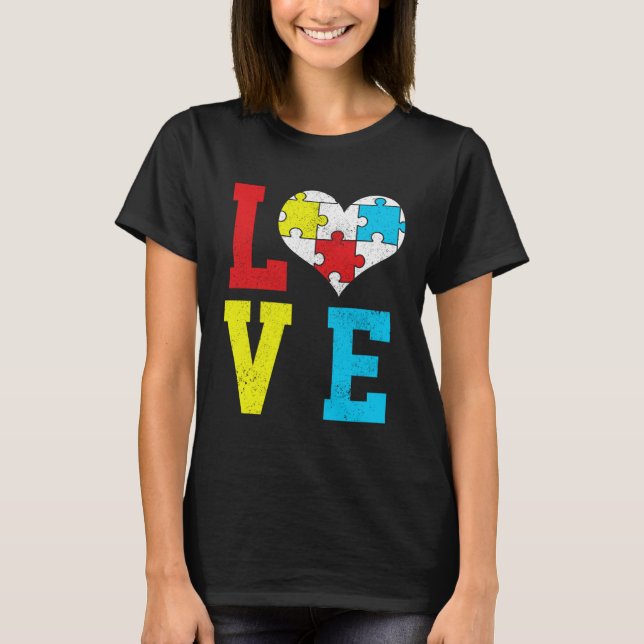 Camiseta Autism Awareness LOVE Autistic Pride Asperger Prou (Anverso)