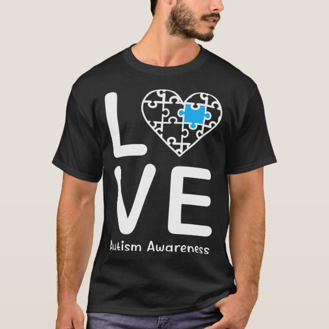 Camiseta Autism Awareness Love Heart Blue Puzzle for Men Wo (Anverso)