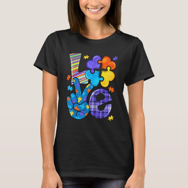 Camiseta Autism Awareness Love Letter Cute Heart Puzzle Mom (Anverso)