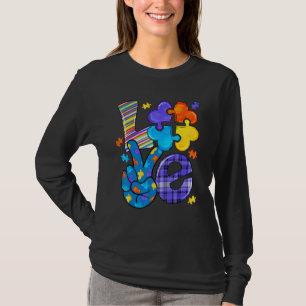 Camiseta Autism Awareness Love Letter Cute Heart Puzzle Mom