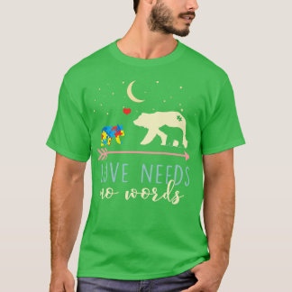 Camiseta Autism Awareness Mama Bear Love Needs No Words Pul