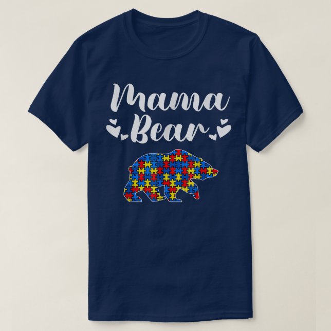 Camiseta Autism Awareness Mama Bear Puzzle Piece Autistic M (Diseño del anverso)