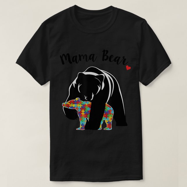 Camiseta Autism Awareness Mama Bear Support Love  (Diseño del anverso)