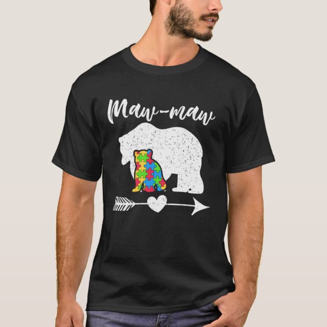 Camiseta Autism Awareness Maw Maw Bear Support Autistic Par (Anverso)