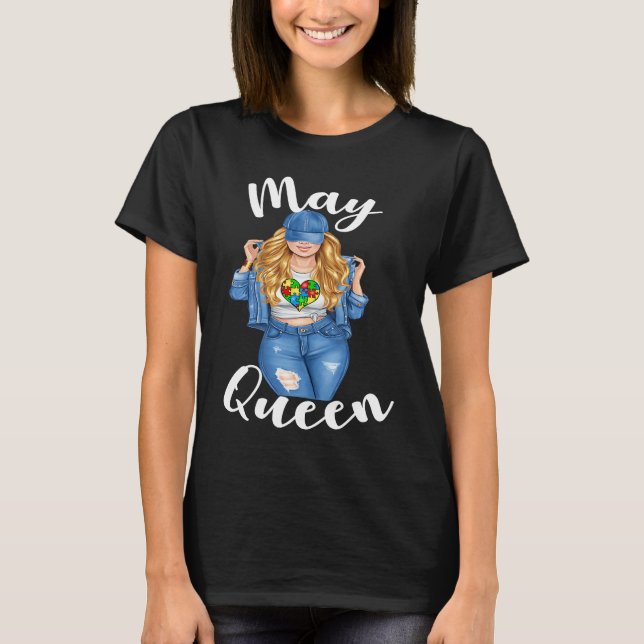Camiseta Autism Awareness May Queen Blonde Autism Mom Women (Anverso)