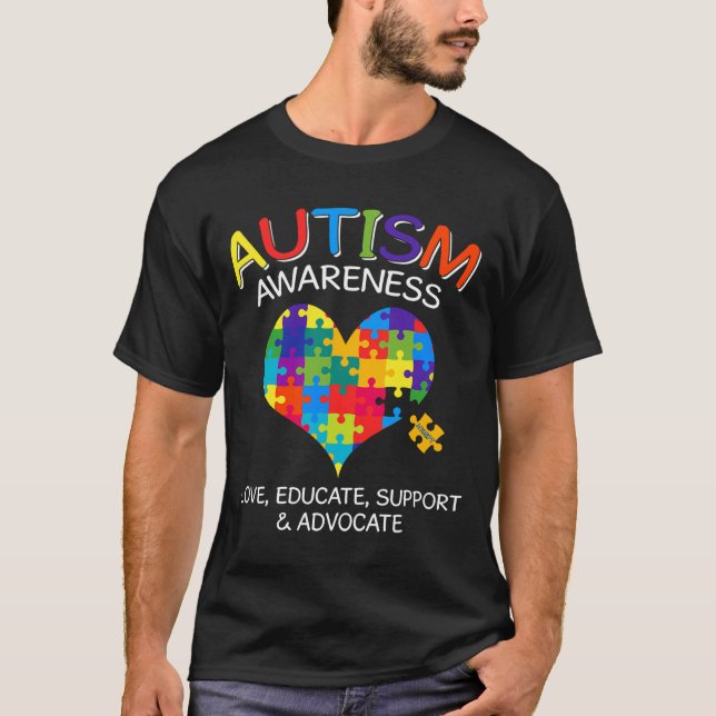Camiseta Autism Awareness Month Love Heart Puzzle Piece Wom (Anverso)