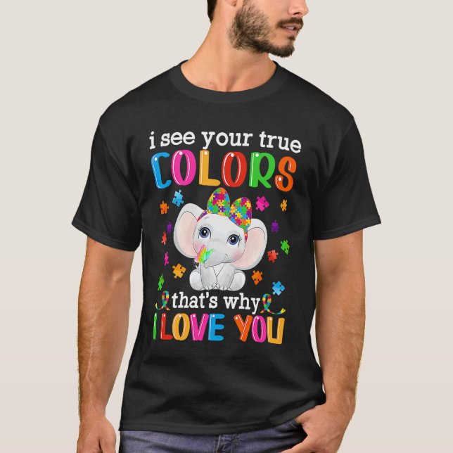 Camiseta Autism Awareness Month Mama Papa Elephant Love Nee (Anverso)
