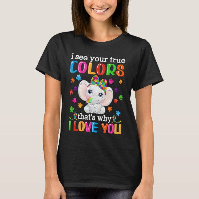 Camiseta Autism Awareness Month Mama Papa Elephant Love Nee (Anverso)