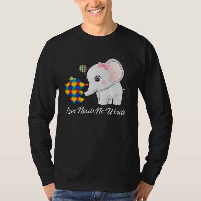 Camiseta Autism Awareness Month Mama Papa Elephant Love Nee (Anverso)