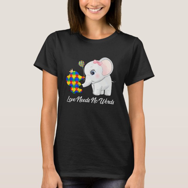 Camiseta Autism Awareness Month Mama Papa Elephant Love Nee (Anverso)