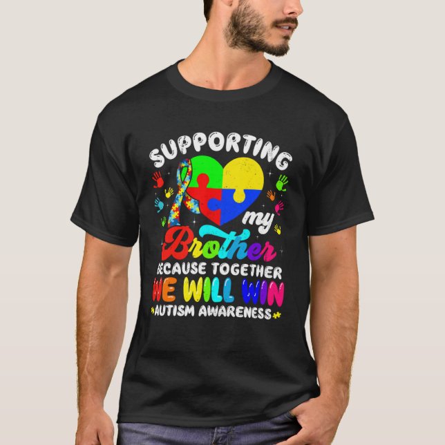 Camiseta Autism Awareness Month Supporting My Brother Puzzl (Anverso)