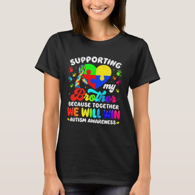 Camiseta Autism Awareness Month Supporting My Brother Puzzl (Anverso)
