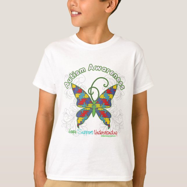 Camiseta Autism Awareness Puzzle Butfly (Anverso)